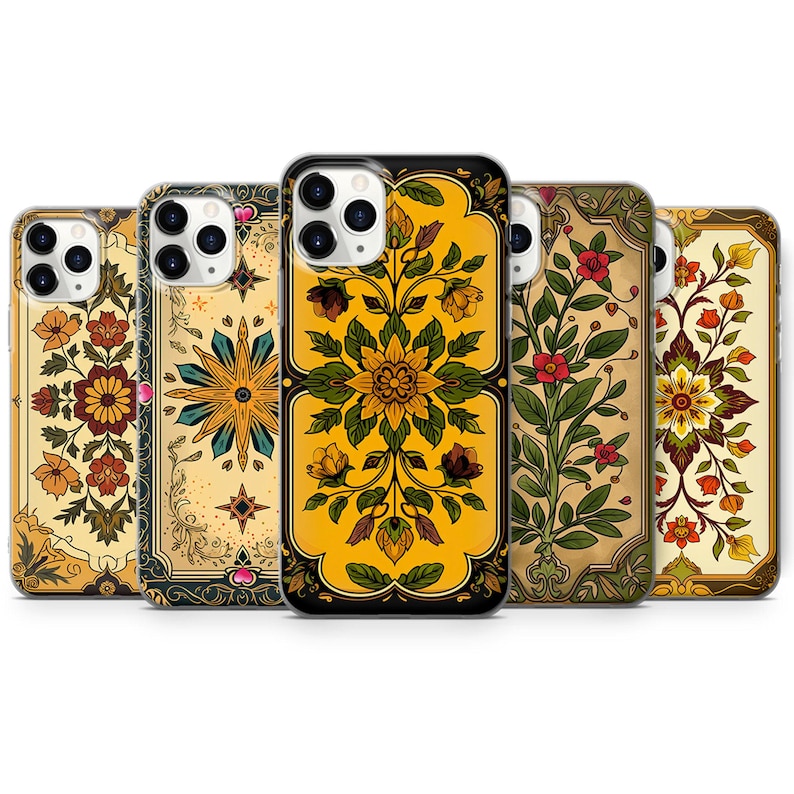 Floral Tarot Card Phone Case Witchy Phone Cover Fit for iPhone 17 Pro Max 16 15 14 13 12 13 Samsung S25 S24 S23 FE A56 A16 Huawei P30 Pro image 1