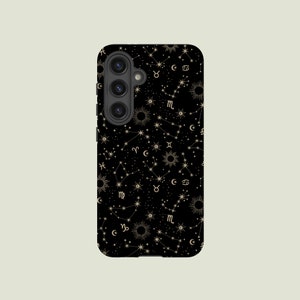 Astrologie Handytasche Sonne Mond Celestial Handyhülle Fit für Samsung Galaxy S25 S24 Ultra S23 FE S23 Plus S22 Ultra S20 FE Note 20 A56 A16
