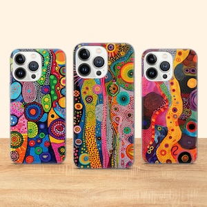 Kunst der Aborigines Handyhülle Australische Malerei Kunst Cover passend für iPhone 16 Pro Max 15 14 11 13 XS Samsung S25 S24 S23 S22 A14 A53 Huawei P30