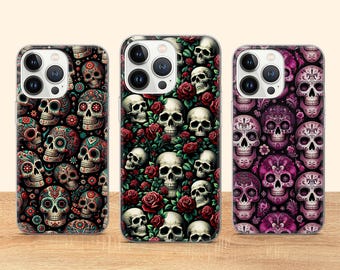 Gothic Schädel Handyhülle Aesthetic Goth Cover Fit für iPhone 17 Pro Max 16 15 14 13 12 13 11 XS Samsung S25 S24 S23 FE A56 A16 A14 Huawei P30