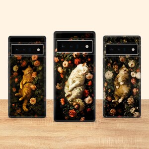 Cat Lovers Phone Case Aesthetic Floral Cat Cover for Google Pixel 10 Pro XL 9A 9 Pro 8A 8 Pro 8 7A 7 Pro 6 6A 3A 4XL 5 OnePlus 13 12R