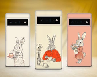 Cute Rabbit Phone Case Minimalistic Animals Cover Fit for Google Pixel 10 Pro XL 9A 9 Pro 8A 8 Pro 8 7A 7 Pro 6 6A 3A 4XL 5 OnePlus 13 12R
