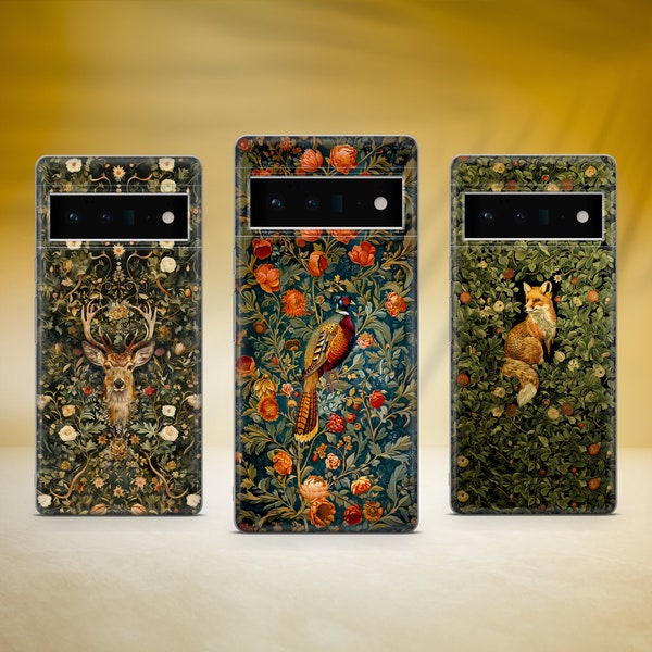 Étui pour téléphone inspiré de William Morris, motif vintage, adapté pour Google Pixel 8 Pro 7A 7 Pro 7 6A 6 3XL 4A 4XL 5A 30 Pro OnePlus 10 Xiaomi