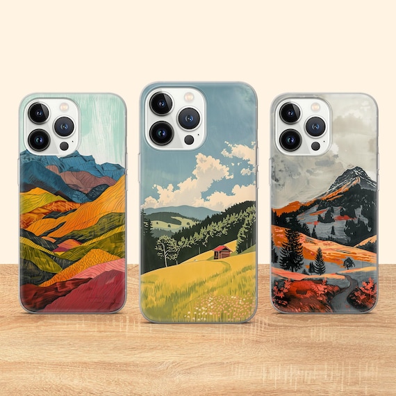 Mountain Phone Case Minimalist Phone Cover Fit for iPhone 17 Pro Max 16 15 14 13 12 13 11 XS Samsung S25 S24 S23 FE A56 A16 Huawei P30 Pro
