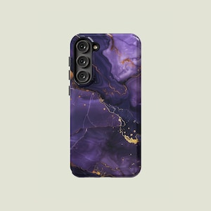 Purple Marble Phone Case Marble Finish Cover Fit For Samsung Galaxy S25 S24 Ultra S23 FE S23 Plus S22 Ultra S20 FE Note 20 A56 A16