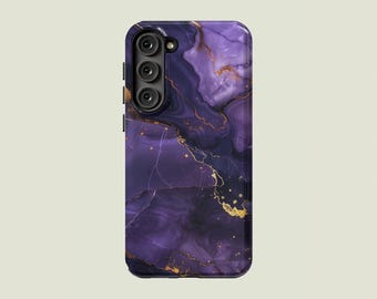 Purple Marble Phone Case Marble Finish Cover Fit For Samsung Galaxy S25 S24 Ultra S23 FE S23 Plus S22 Ultra S20 FE Note 20 A56 A16