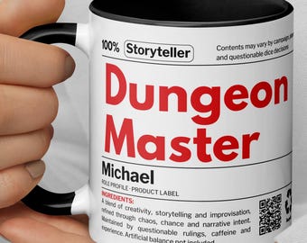 Personalized Dungeon Master Mug | Funny DM Gift for D&D Game Host| RPG Storyteller Coffee Cup with QR Bonus