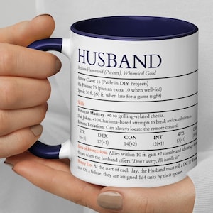 おもしろいダンジョンズ＆ドラゴンズ夫のステータスブロックマグカップ：オタクゲーマーへのギフト
