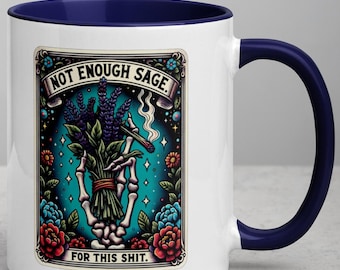 Witchy Gothic Ceramic Mug: Skeleton Hand Tarot Design