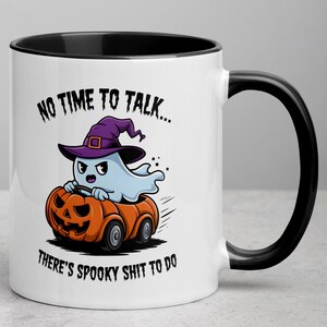 Funny Ghost Mug: Spooky Halloween Coffee Cup, Pumpkin Car Design