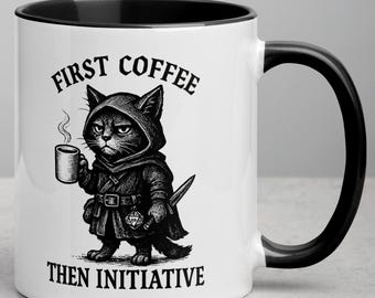 Funny Rogue Cat Coffee Mug – DnD Gift for Dungeon Master