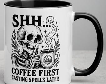 Funny Skeleton Wizard Coffee Mug | DnD Gamer Gift