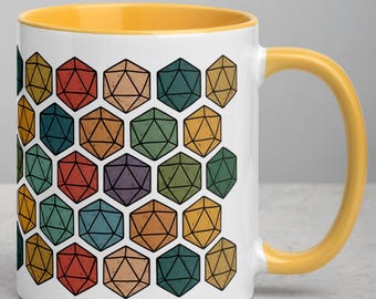 D&D Dice Mug | RPG Gamer Coffee Cup, Dungeon Master Gift