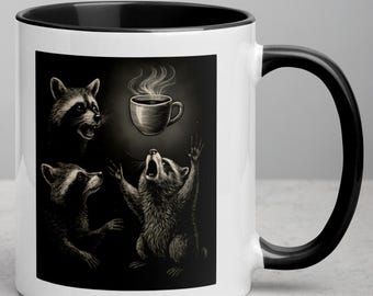 Funny Raccoon Coffee Mug – Vintage Illustration, Cult of Coffee Cup Gift