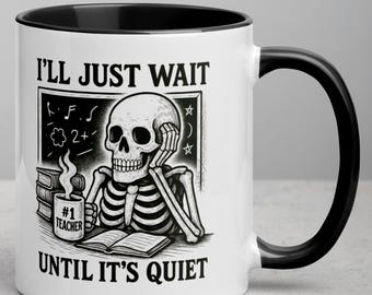 Funny Teacher Mug – Skeleton Classroom Design, Gift for Educators