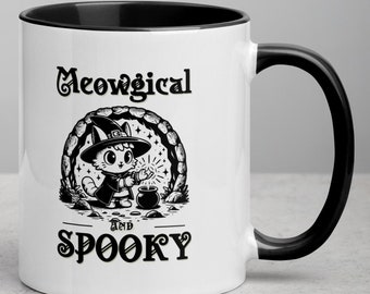 Tazza in ceramica a forma di gatto mago: decorazione spettrale e miagolante per Halloween