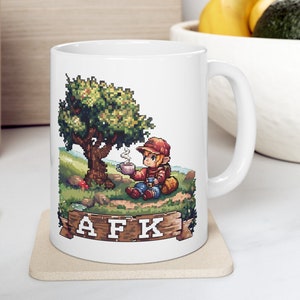 Retro Game character Ceramic Mug, Pixel Art Gamer Gift, Nostalgic 8-Bit Design Cup, geek mug gift, vintage game cup gift