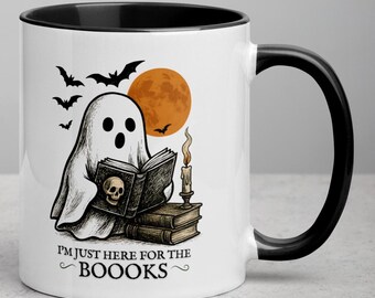 Spooky Ghost Book Lover Mug: Halloween Coffee Cup Gift