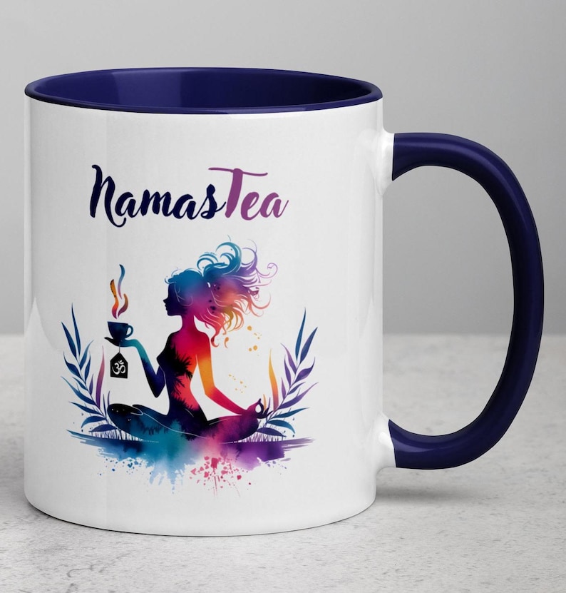 Mindfulness colorful ceramic mug, meditation, self care, self love, yoga mug, om sign, gift for tea and yoga lovers