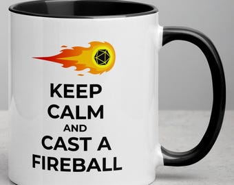 DND Gamer Mug: Keep Calm and Cast a Fireball - RPG Gift