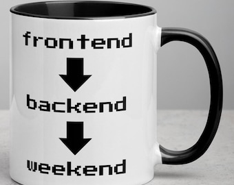 Lustige Programmierer Tasse - Frontend Backend Wochenende - Programmierer Kaffeetasse - Coder Geschenk für Web Entwickler