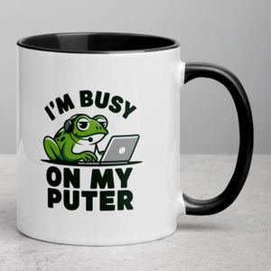 Rolig groda laptopmugg: Humor för distansarbete, kontorsgåva