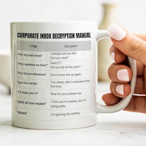 Corporate Lingo Mug: Sarcastic Office Humor Gift
