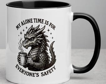 Funny Grumpy Dragon Coffee Mug: Introvert Gamer Gift