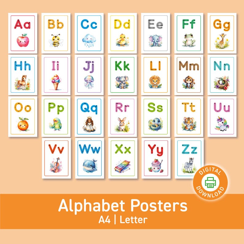 Alphabet Poster Classroom Decor, Educational Posters for Kids, Alphabet ...