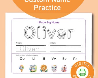 Name Tracing Sheet  | Name Tracing | Name Writing practice | Costum name tracing | Toddler activities | Worksheets Printable | Name Writing