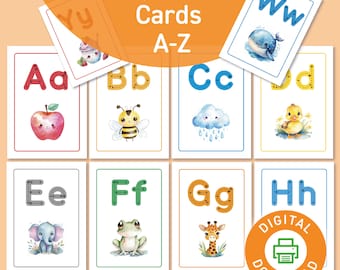 Alphabet Karten | Vorschul-Ausdruckbares|Homeschool Ausdruckbares|Alphabet-Schnellkarten |Vorschul-Lehrplan|ABC Karteikarten|Alphabet-Verfolgungskarten