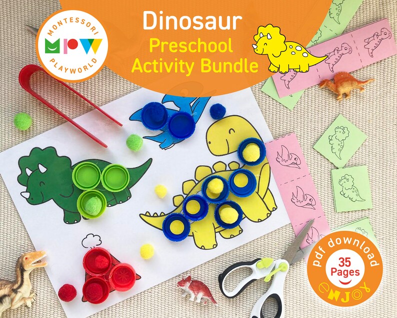 Dinosaur Preschool Activity Bundledino Cardsmontessori ...