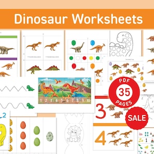 Dinosaurier-Bundle, Dinosaurier-Vorschul-Arbeitsblätter, Lerndrucke, Kindergarten-Drucke, Montessori-Drucke, Kinderaktivitäten, Kleinkind