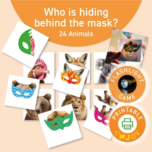 Juego de linterna con animales, imprimibles educativos, actividades para niños, imprimibles Montessori, juegos de aprendizaje para niños, recursos para la educación en casa.