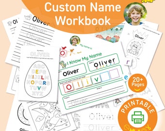 Personalized Printable Name Workbook | Custom Name Tracing Sheets | Personalized Pre-K Workbook |  Name Spelling Mat | Name tracing