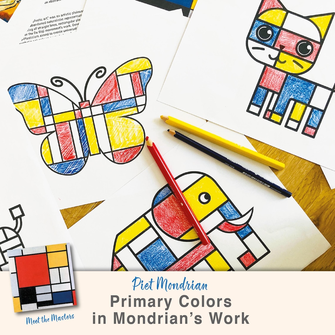 Piet Mondrian Art Activities for Kids – Digital Download Kit, Primary ...