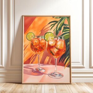 Cuadro de Aperol Spritz - Póster de cóctel - Impresión artística de carrito de bar - Arte mural moderno - Descarga digital - Decoración de bar