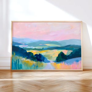 Bunte Landschaft Abstrakte Malerei - Moderne Wand Kunst Druck - Frühling Sommer Digitaler Download - Kunst Pinselstriche Druck - Wand Dekor