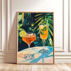 Cocktail Gemälde Wandkunst - Cocktail Poster - Bar Warenkorb Kunstdruck - Trendige Wandkunst - Digital Download - Bar Dekor