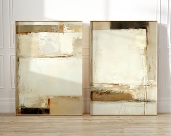Neutral Abstract Art Prints – Beige Minimalist Gallery Wall Set, Japandi Wabi Sabi Digital Download