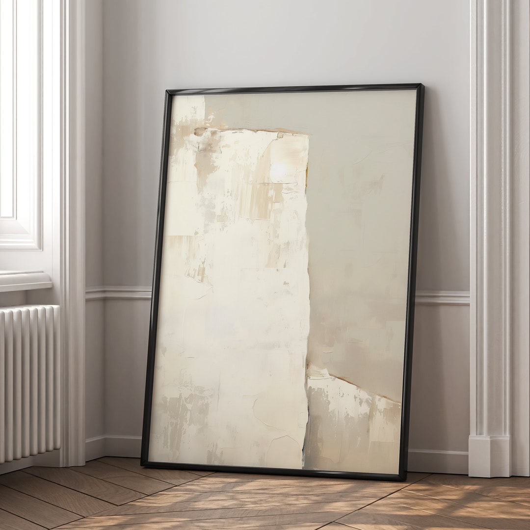 Beige Abstract Art Print – Minimalist Japandi Painting, Neutral Modern