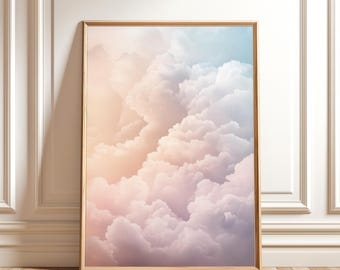 パステルカラーの雲が、私が望む人生を創造します。プリント