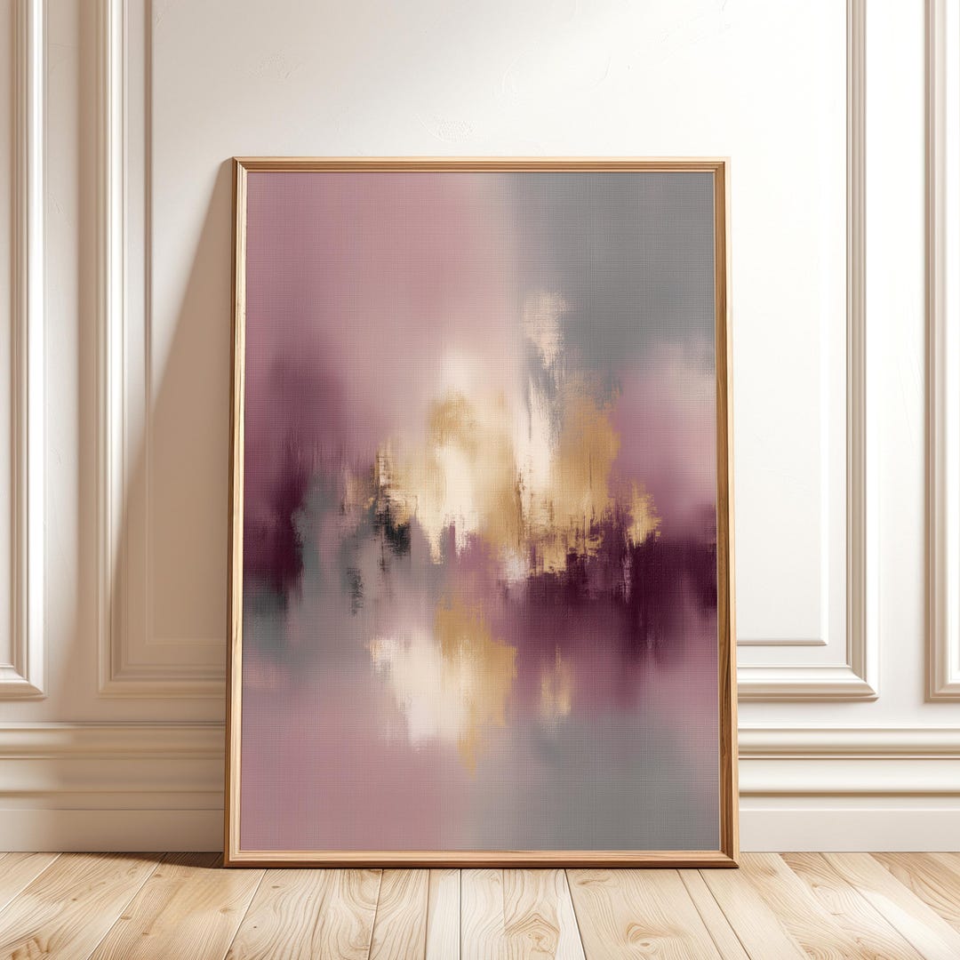 Pink and Gold Abstract Print – Modern Minimalist Wall Art, Grey ...