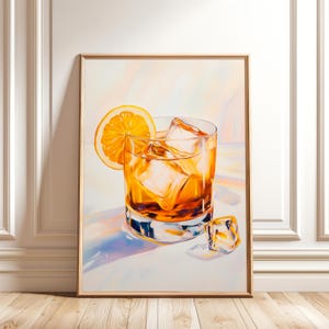 Old Fashioned Cocktail - Painting Wall Art - Cocktail Print - Bar Cart Art Print - Trendy Wall Art - Digital Download - Bar Decor