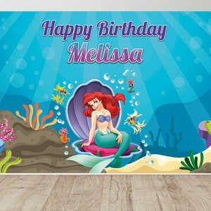 Little Mermaid Ariel Backdrop, Little Mermaid Ariel Banner, Little Mermaid Ariel Printable Backdrop, DIGITAL FILE
