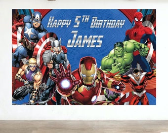 Avengers Birthday Backdrop,Superhero Birthday Banner, Avengers Party Decoration, Digital File Only