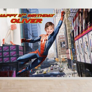 Fondo de retrato personalizado de Spiderman Kids, obtenga su propio retrato de superhéroe de su foto, caricatura de superhéroe personalizada, solo archivo digital