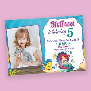 Mermaid Birthday Invitation, Princess Birthday Party Invites, Little Mermaid Birthday Invitation, Ariel Birthday Party Invite