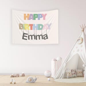 Personalisierte Kinder Name alles Gute zum Geburtstag Banner, benutzerdefinierte Banner Geburtstag Party Decor, dekorative Namen Zeichen, Kinderzimmer Name Gifted Wandkunst