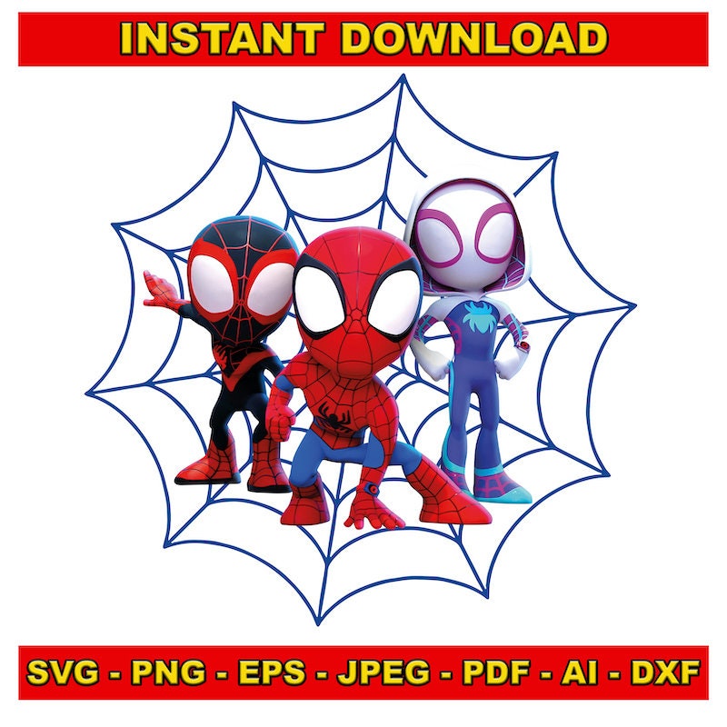 3 Spidey amazing friends Superhero Svg, Ghost Spider svg, Ba